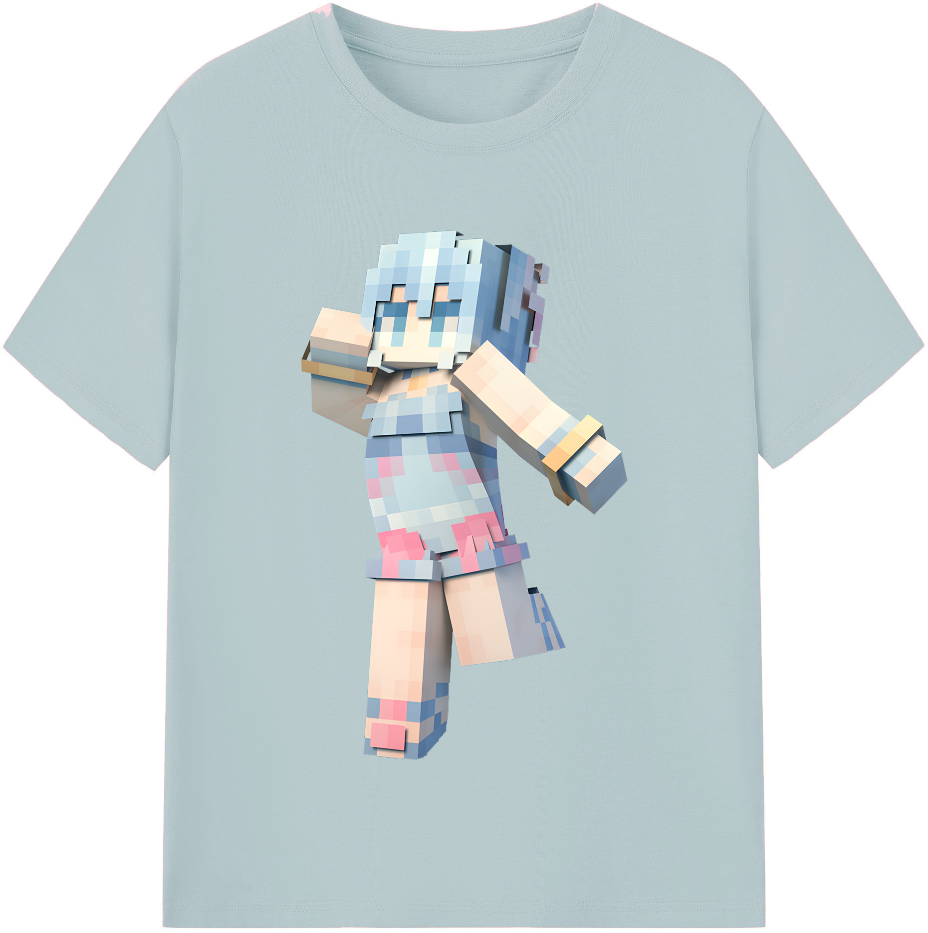（画像用） マインクラフト ブロックの世界 Minecraft MC Block world 綿100％半袖Tシャツ（フロントプリント）
